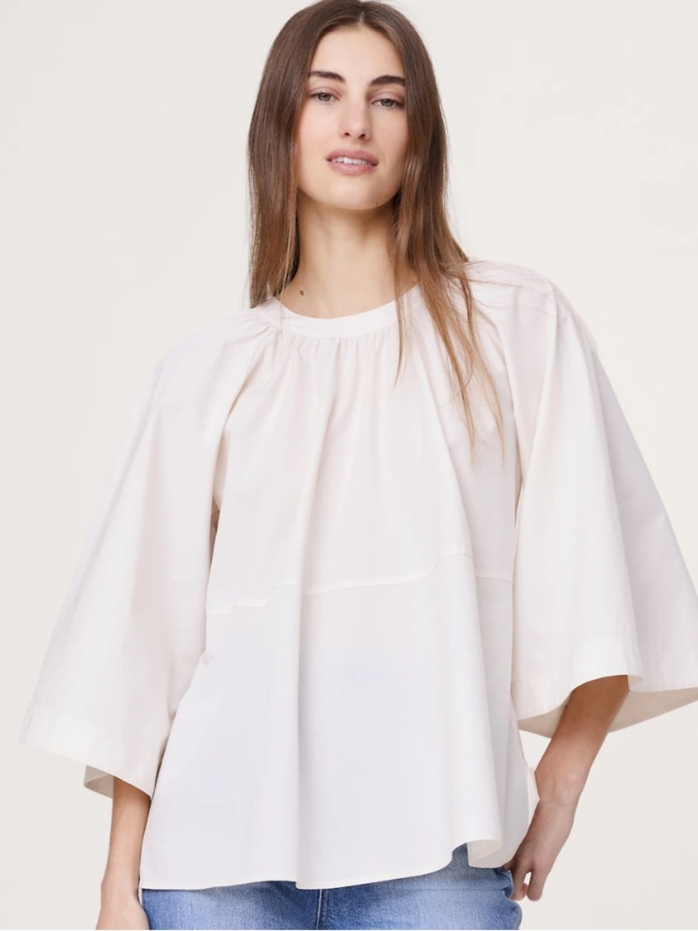Banana Republic Cotton Poplin Convertible Trapeze Top Size XS Cream